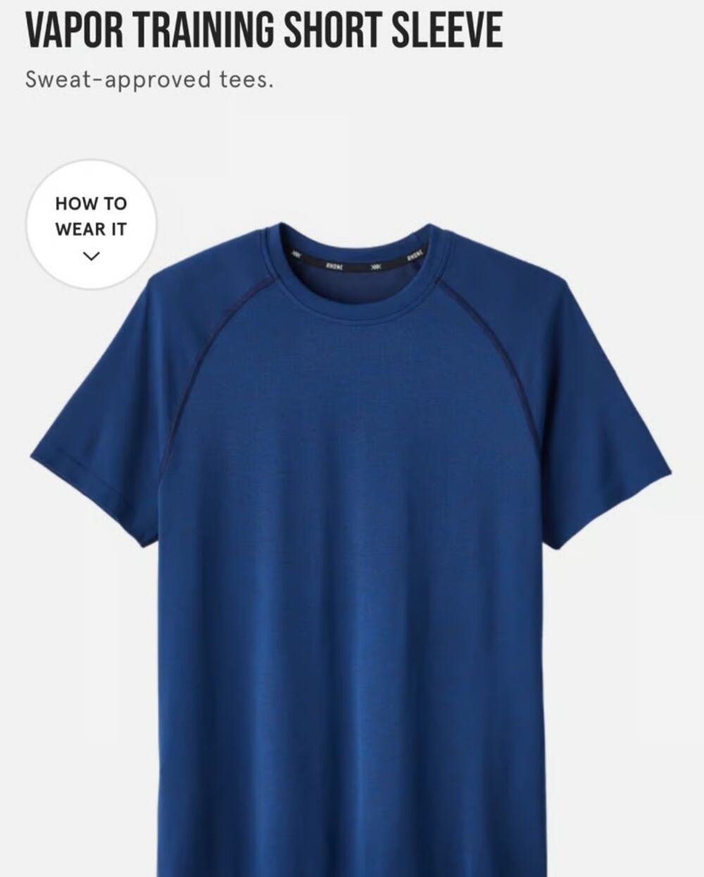 Rhone Vapor Training Short Sleeve in Navy Size Small